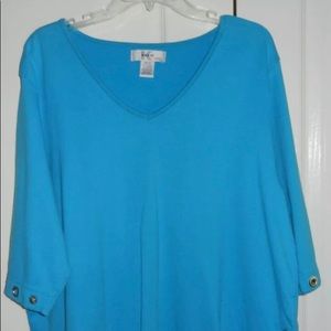 Kikit Sport Embellished Top Aqua Blue Plus Size 2X
